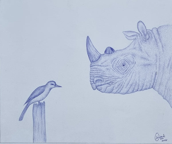 Elegance and Power (Bird and Rhino)