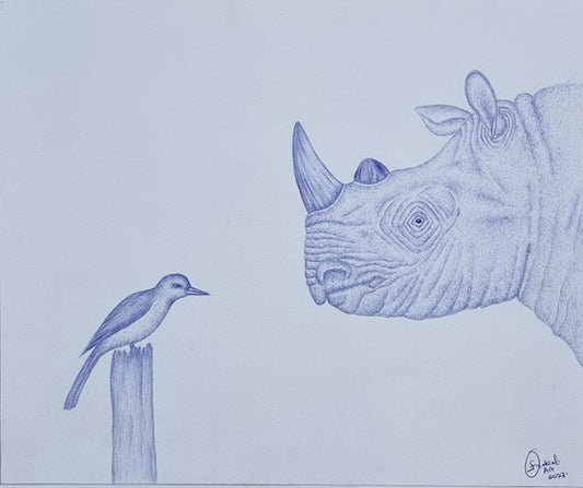 Elegance and Power (Bird and Rhino)